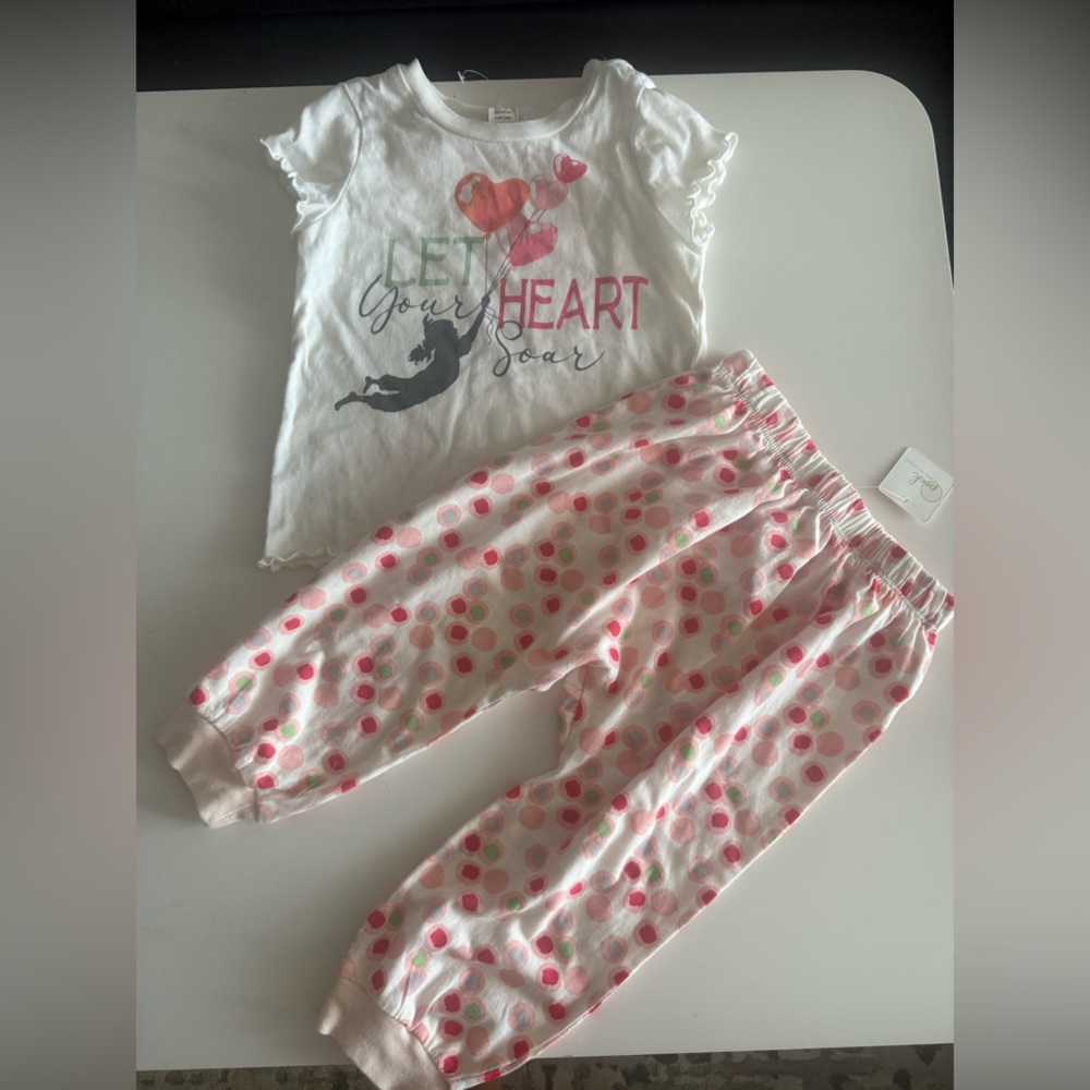 PEEK Toddler girl outfit Set - White and Pink Polka Dot